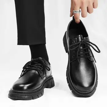 Moške Usnjene Čevlje Moške, Čevlje 2020 Pomlad Novo Mladino Poslovnih Britanski Stil Black Moške Dihanje Formalno Obleko Usnjeni Čevlji