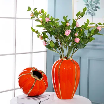 Cvet vazo Doma Dekor Obrti Okraski Tabele Prikaže Slika Keramični Pumpkin Halloween Vaza Zlata