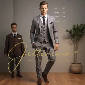 Boutique Jopič Hlače za Moške Britanski Stil Eleganten Modni High-end Preprosto Priložnostne Gospod poročna Obleka 3-kos Obleko