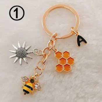A-Z kaplja olje pismo, keychain, luštna insektov čebel keychain, moda emajl čebel keyring, bumbar trinket, insektov keychain darilo