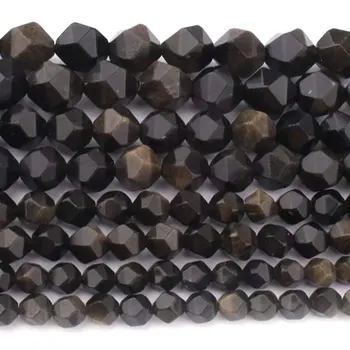 6-12mm Obrazi Krog Zlati Obsidian Biseri Naravne DIY Svoboden Kroglice Za Nakit, Izdelava kroglice Pribor 15