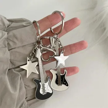 Harajuku Y2k Kitara Srce Star Keychain za Ženske Sladko Kul Trend Modni ključe Obesek Letnik Estetske Torba za Pribor
