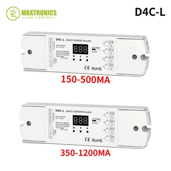 D4C-L 12-48VDC DMX512 RDM Dekoder 150-500MA ali 350-1200MA LED Krmilnik 4 Channel Konstantnim tokom PWM za RGB RGBW LED Luči