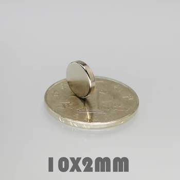 10PCS 10*2 mm N35 Neodymium Magnetom NdFeB Super Močan Močan Majhni Magneti, Magnetni Disk 10x2mm ponikljani Magnet