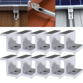 10Pcs Aluminija Koncu Objemka Nastavljiv Nosilec Fotovoltaični Solarni Panel Mount Pribor Za Okvir Višine 30 mm/35 mm/40 mm/45mm