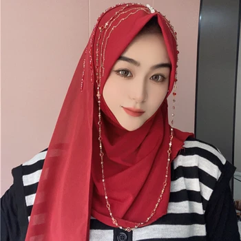 Krmilo Verige Muslimani Islam Nositi Glavo Instant Obloge Ženske Hidžab
