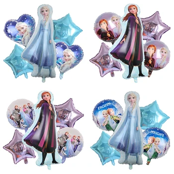 5pcs Disney Zamrznjene Princesa Elsa Ana Temo Aluminija film Balon Pet Opozoril Star Ljubezen, Balonom, Rojstni dan Baby Tuš Igrača