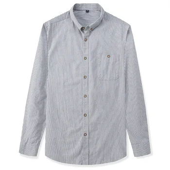C1523 100% Bombaž Majica za Moške Pomlad Padec Moda Dvojno Zadrgo Dolg Rokav Obleka Klasičnih Prugasta Preprosto Priložnostne Svoboden Bluze