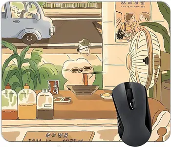 Srčkan Nosi Anime Pastelno Zelena, Bež Mouse Pad Kvadratnih Nepremočljiva Gaming Mouse Pad za Namizni Računalnik Prenosni računalnik Dom Darila Urad