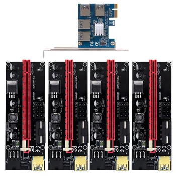 PCI-E Express 1X Do 16X Riser 009S Sim Adapter, PCIE 1 Do 4 Reža Pcie Vrata Multiplikator Kartico Za BTC Bitcoin Rudar Rudarstvo
