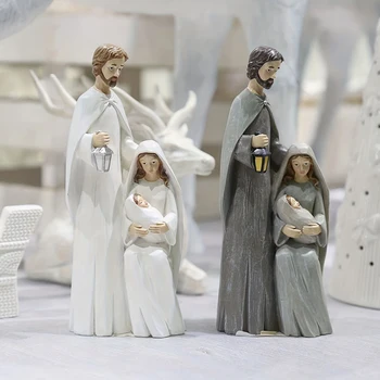 Novo Božično Sveto Družino Figurice Smolo Božič Verske Art Dekor Kip Jaslice Figurice Zahvalni Dekoracijo