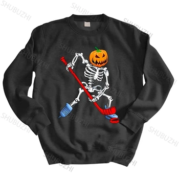 Moški ulične majica Moški puloverji s kapuco Okostje Hokej na Ledu Halloween Buče Hokej majica blagovne znamke hoodie padec ladijskega prometa