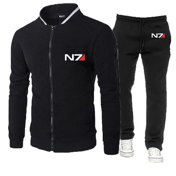 N7 Maso Učinek Logotip Tiskanja 2023 Novo Pomlad in Jesen Trenirko Self-gojenje pulover s kapuco +Hlače Pulover Sportwear Obleke, Casual