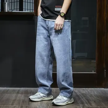 Širok Noge Tovora Hlače 2024 Ulične Vrečasta Moške Jeans Pomlad Jesen Moških Korejski Moda Svoboden Naravnost Moški Blagovno Znamko Oblačil Z01