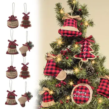 8pcs Božično Drevo Obesek Buffalo Kariran Okraski Visi Obesek Za Božično Drevo Ornament, Steno, Okno Dekor Noel 2022