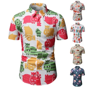 Mens Anime Majica Havajih Moda Etnične Kratek Rokav Srajce Moške Priložnostne Tiskanje Hawaiian Majica Oblikovalec Bluzo Luksuzni Camisas