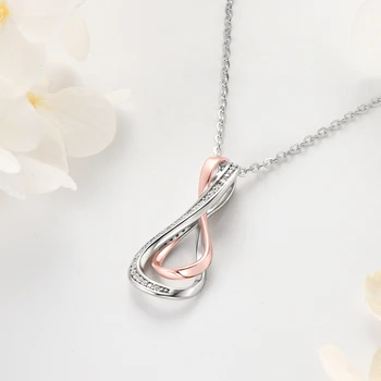 Infinity Obesek Moissanite Diamant Ogrlice za Ženske, Srebro 925 Pravi Certificirani, Visoko Kakovost Fine Nakit Posla Darilo
