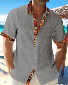 Perilo tkanine 2023 moda za moške poletne Hawaiian majica za prosti čas nacionalni tisk plaži majica kratek rokav plus velikost 4 barve