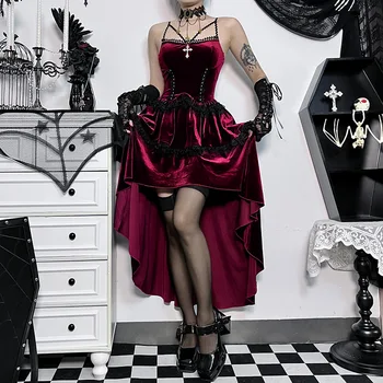 Gotski Stil Oblačenja pri Ženskah Halloween Kostum za Žensko Cosplay Princesa Kraljica Seksi Krilo Slip Srednjeveški Retro Sodišče Obleka Lady