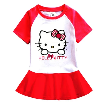 Lep Hello Kitty Obleko Dekle Rojstni Dan Oblačila Baby Dekleta Oblačenja 1-6 Let Otrok Princesa Obleko 2024 Dojenčka Poletje Obleko