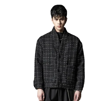 Brezplačna dostava za Novo modno oblikovanje kratkih slog jeseni in pozimi plašč moške črne lep stoji ovratnik plašč BC223102053