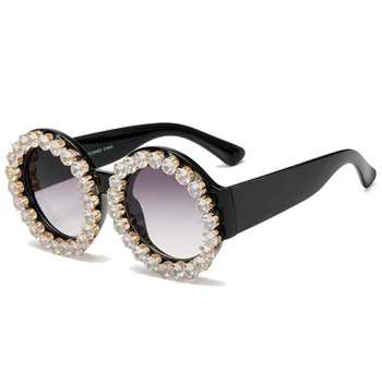 Moda Krog Zlato Diamond y2k sončna Očala Ženske Letnik Plastični Okvir sončna Očala Ženski Gradient Leče Sive UV400 Očala
