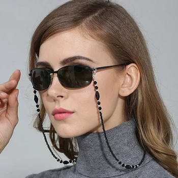 Moda za Ženske Eyeglass Verige Black Akrilni Biseri Verige Proti drsenju Očala Kabel Imetnik Vratu Traku Obravnavi Očala Vrv