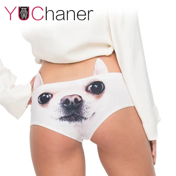 Debelo 3D Tiskanih Živali Pes Hipsters Hlačne Seksi spodnje Perilo, Spodnje hlače Ženske Z Uho Bragas Culotte Femme