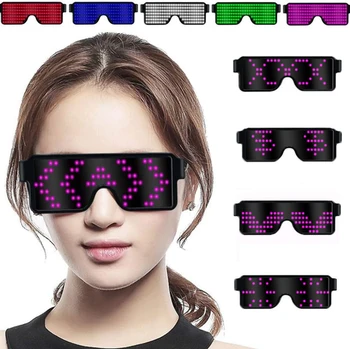 Polnjenje prek kabla USB LED svetlobna očala utripa zaslon Očala za različne vzorce, nočni klub DJ kostum moda darilo