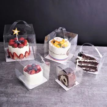 5pcs Prenosni Pregleden Mousse Torta Škatle DIY Ročno Torto Polje Za Baby Tuš Rojstni Uslug Z Dna