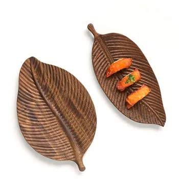 Oreh masivnega lesa ploščo ustvarjalne listov sladico plošče leseno sadje ploščo gospodinjski dnevnik pladenj tea cup pladenj