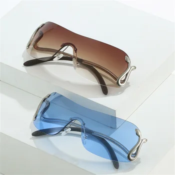 Sunglasse Gradient Polarizirana Kača Okvir Dežnik Uv400 Za Moške, Ženske Očala Prevelik Modni Brez Okvirjev Osebnost Rimless